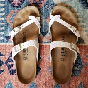 Birkenstock mayari faux white snake skin